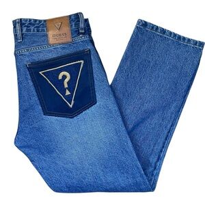 Vintage Guess Jeans Men’s 32 Rare Big Logo Low Waist Bootleg Rigid Denim 1991